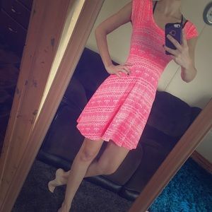 Neon Print Pink and White Dress